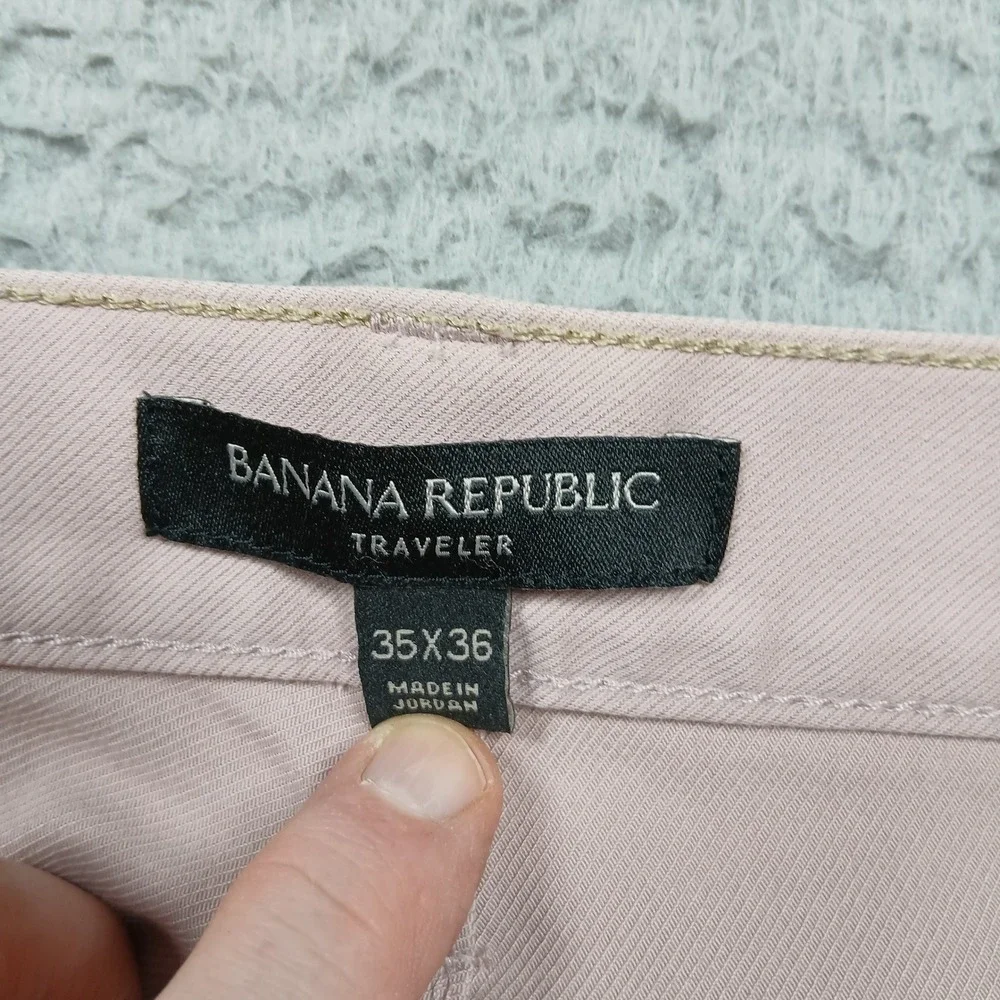 Banana Republic‎ Traveler Pants Men's 35x36 Pink Slim Fit Stretch Cotton Chinos